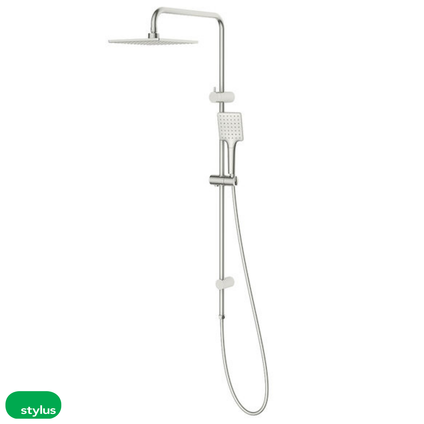 Stylus Basis Square Rail Shower with Overhead | Available in 3 Colours