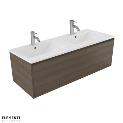 Elementi Novara 1 Drawer Wall Hung Vanity Double Bowl 1200mm - Available in 11 Colours