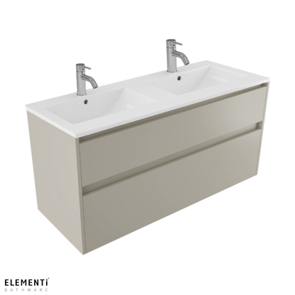 Elementi Novara 2 Drawer Wall Hung Vanity Double Bowl 1200mm - Available in 11 Colours