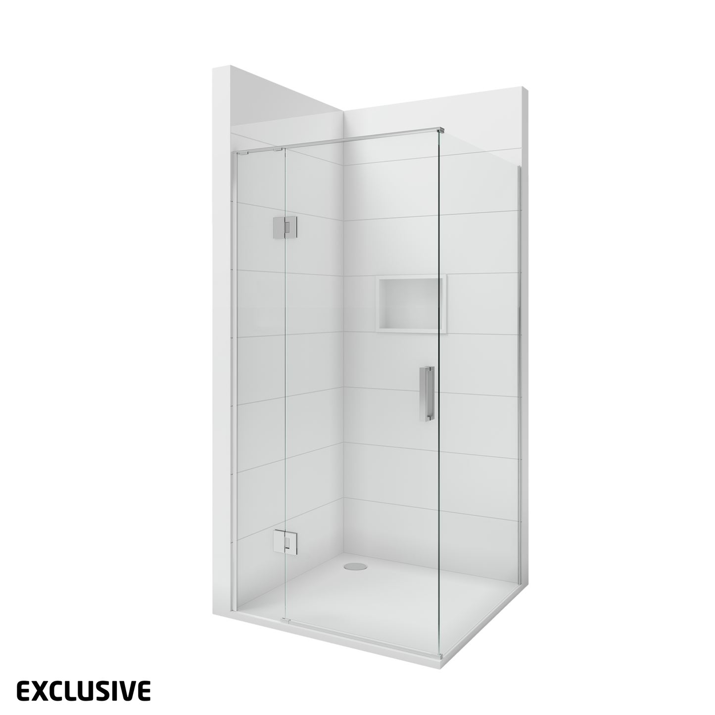 Scenic 2-Sided Hinged Shower 1000 x 1000mm | Available in 2 Colours