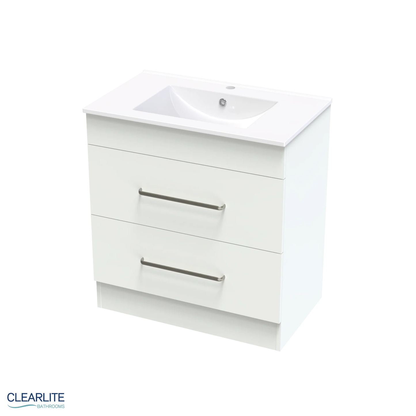 Clearlite Pacific Double Drawer Floor Standing Vanity 750mm - Available in 3 Colours