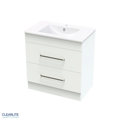 Clearlite Pacific Double Drawer Floor Standing Vanity 750mm - Available in 3 Colours