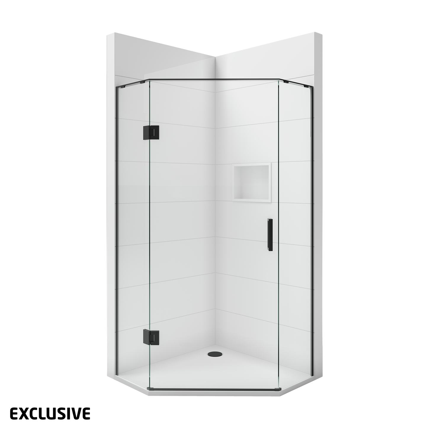 Scenic Angled Hinged Shower 1000 x 1000mm | Available in 2 Colours