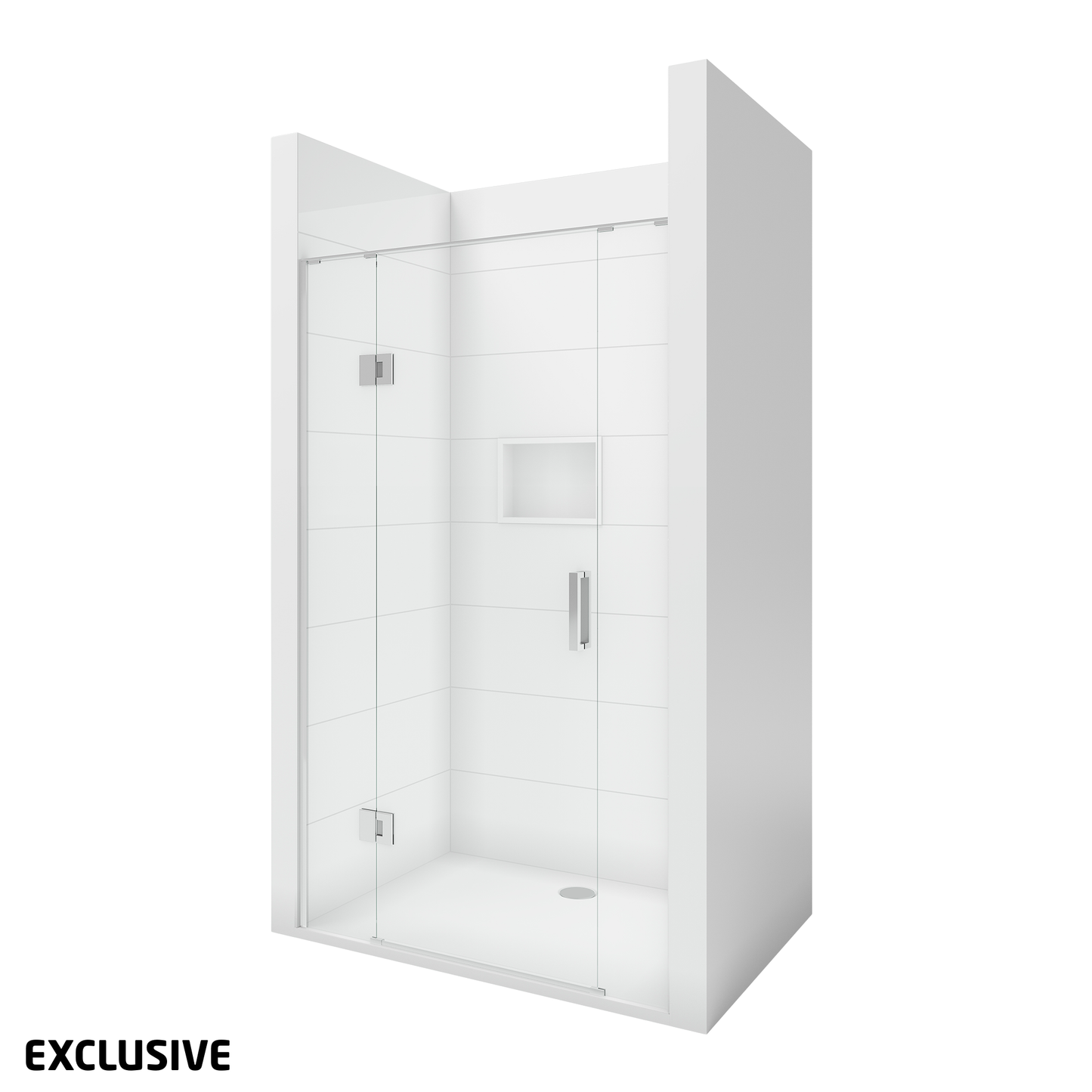 Scenic 3-Sided Hinged Shower 1200mm x 900mm - 2 Wall / 2 Colour Options