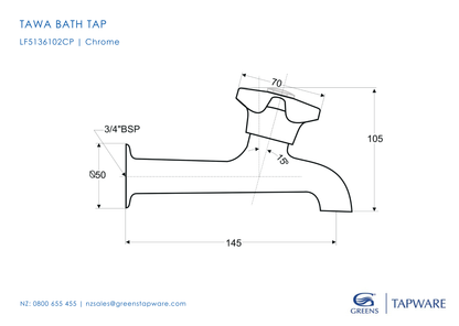 Tawa Bath Taps - Chrome