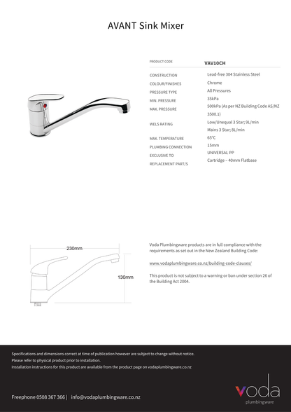 Avant Sink Mixer - Chrome