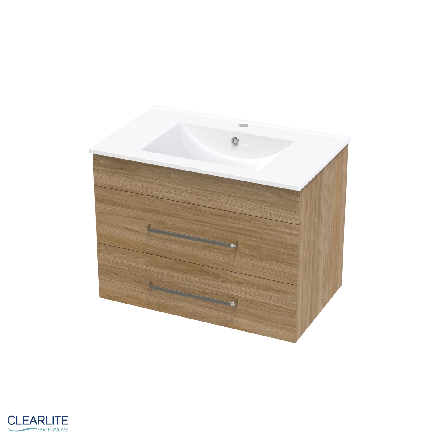 Clearlite Pacific Double Drawer Wall Hung Vanity 750mm - Available in 3 Colours