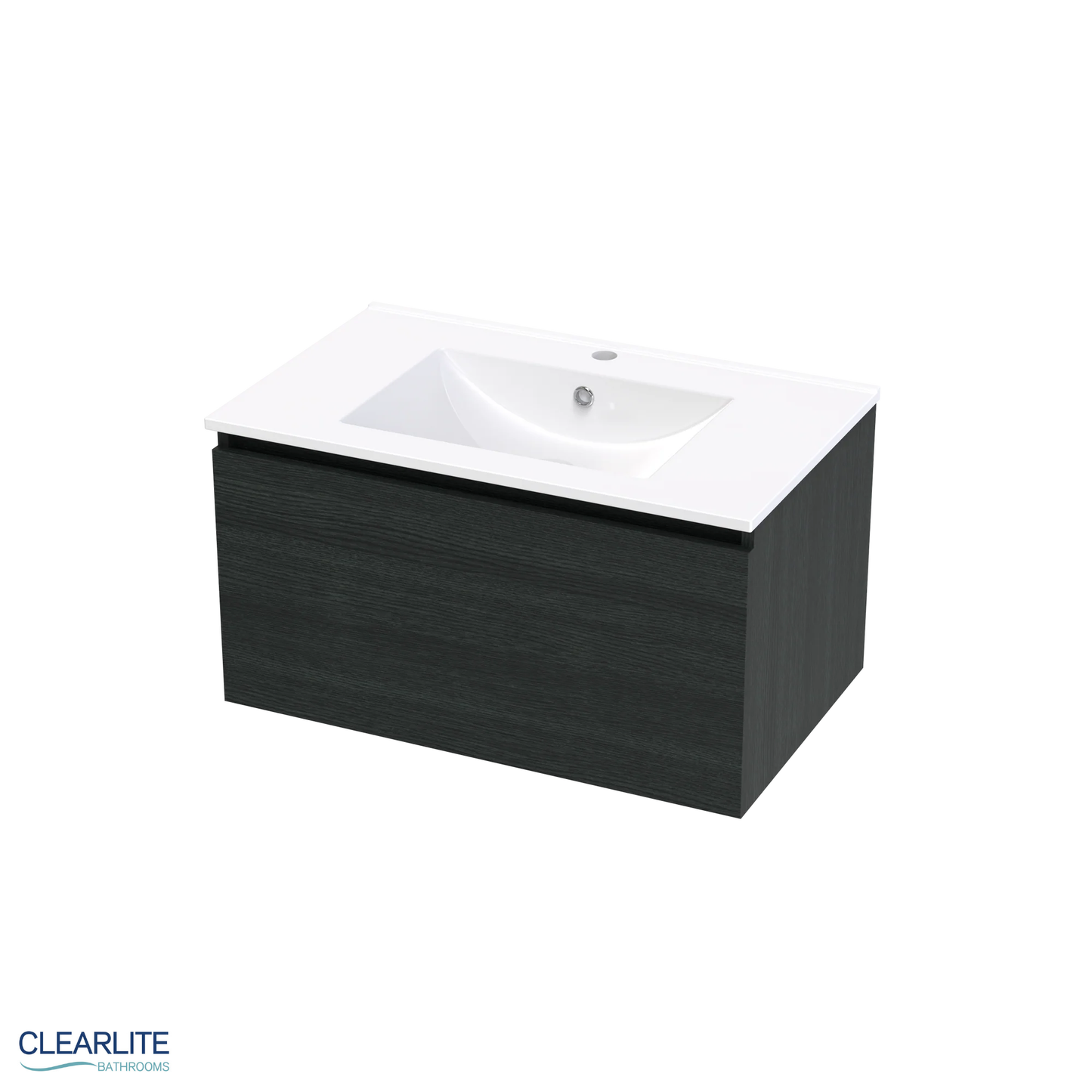 Clearlite Pacific Rise Single Drawer Wall Hung Vanity 750mm - Available in 3 Colours