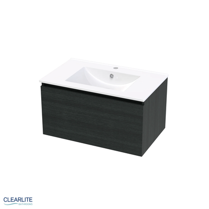 Clearlite Pacific Rise Single Drawer Wall Hung Vanity 750mm - Available in 3 Colours