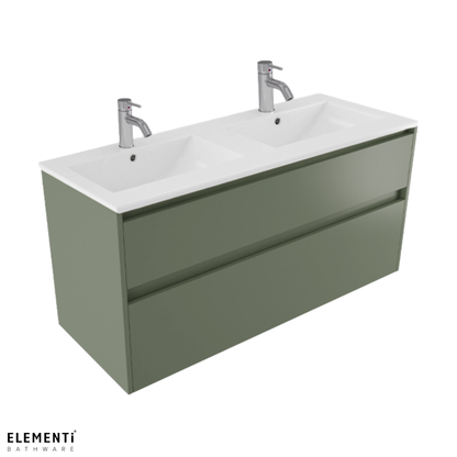 Elementi Novara 2 Drawer Wall Hung Vanity Double Bowl 1200mm - Available in 11 Colours