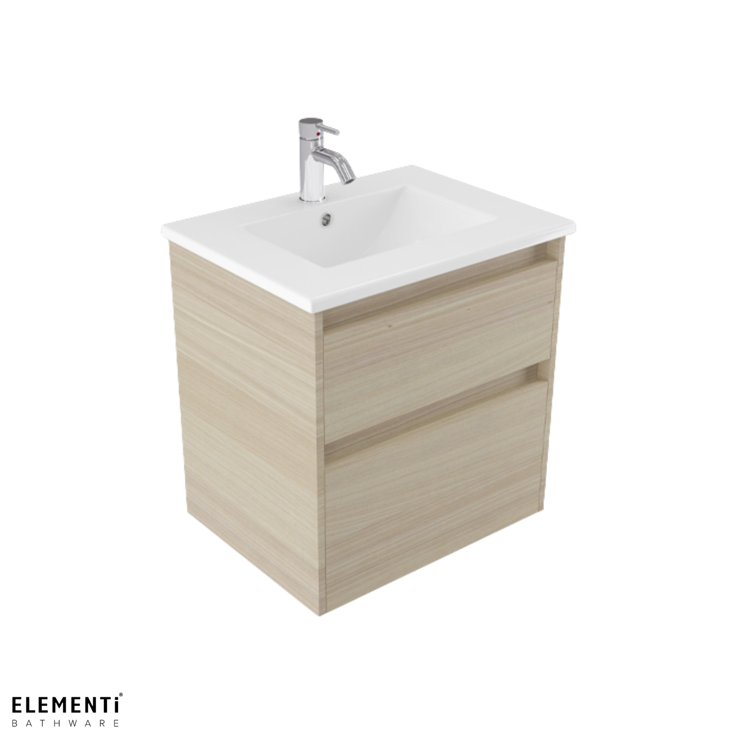 Elementi Novara 2 Drawer Wall Hung Vanity 600mm | Available in 11 Colours