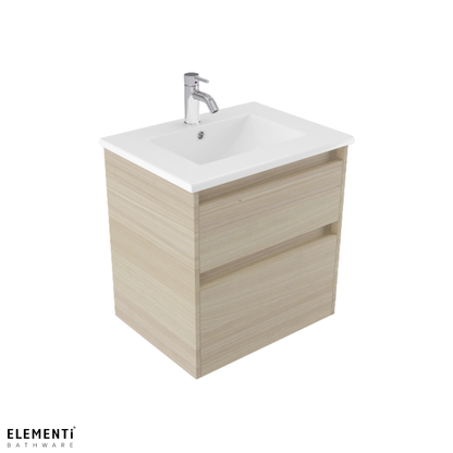 Elementi Novara 2 Drawer Wall Hung Vanity 600mm | Available in 11 Colours