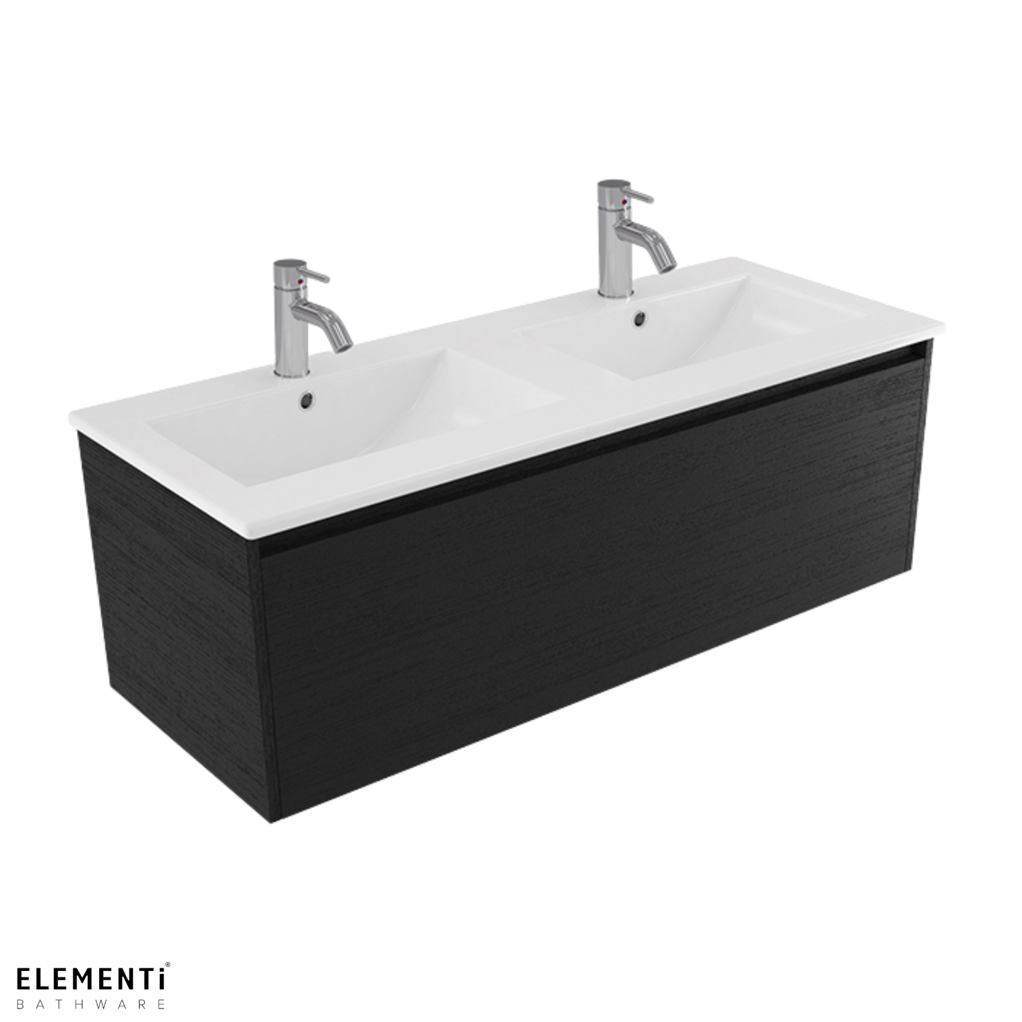 Elementi Novara 1 Drawer Wall Hung Vanity Double Bowl 1200mm - Available in 11 Colours