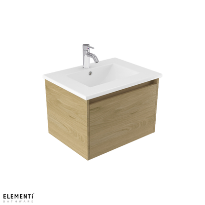 Elementi Novara 1 Drawer Wall Hung Vanity 600mm | Available in 11 Colours
