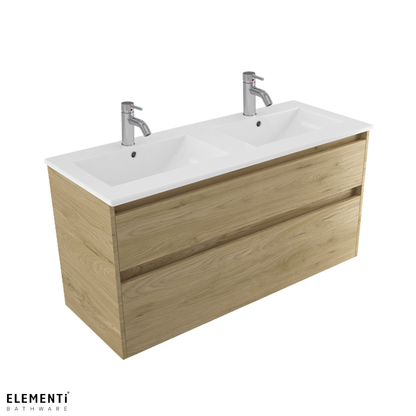 Elementi Novara 2 Drawer Wall Hung Vanity Double Bowl 1200mm - Available in 11 Colours