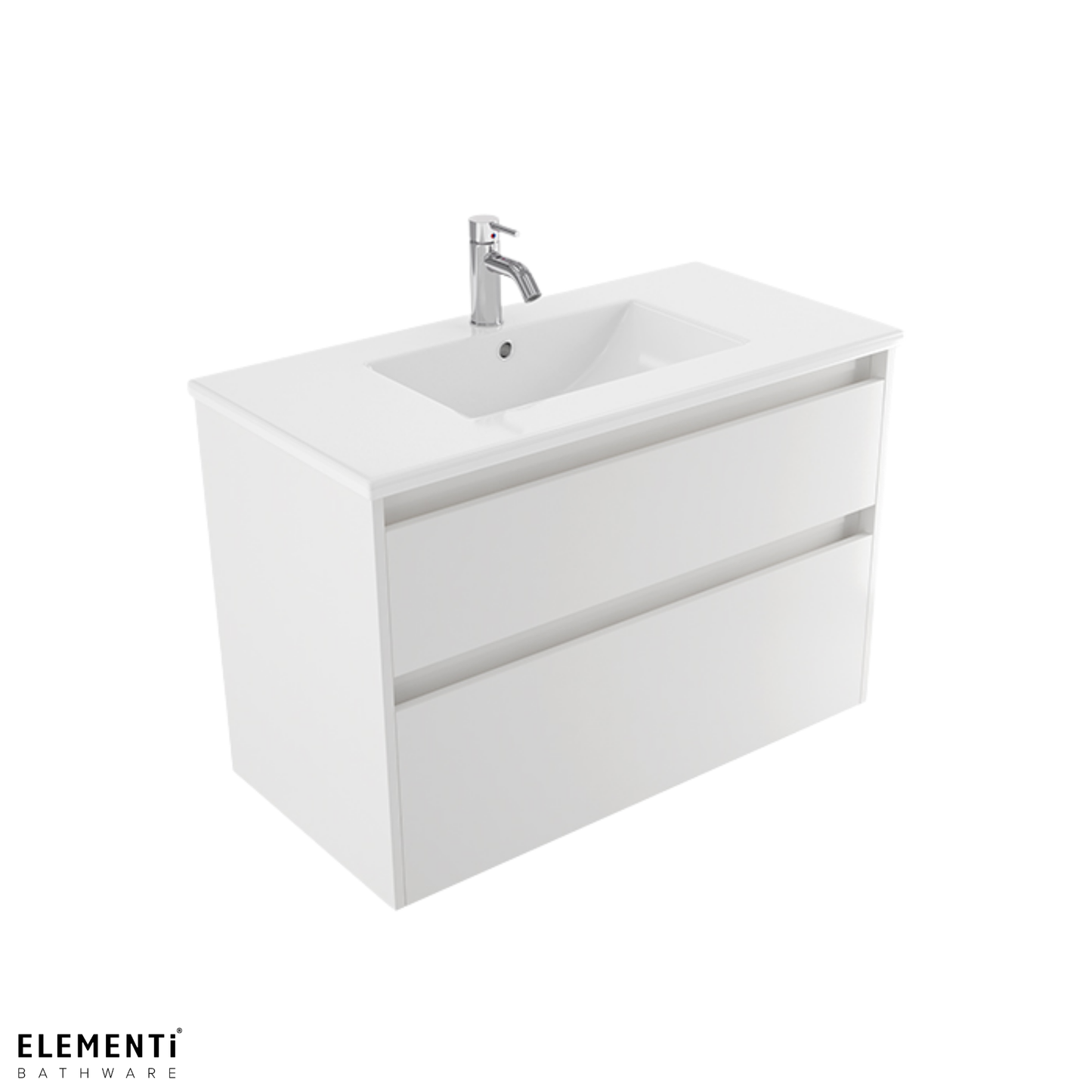 Elementi Novara 2 Drawer Wall Hung Vanity 900mm | Available in 11 Colours