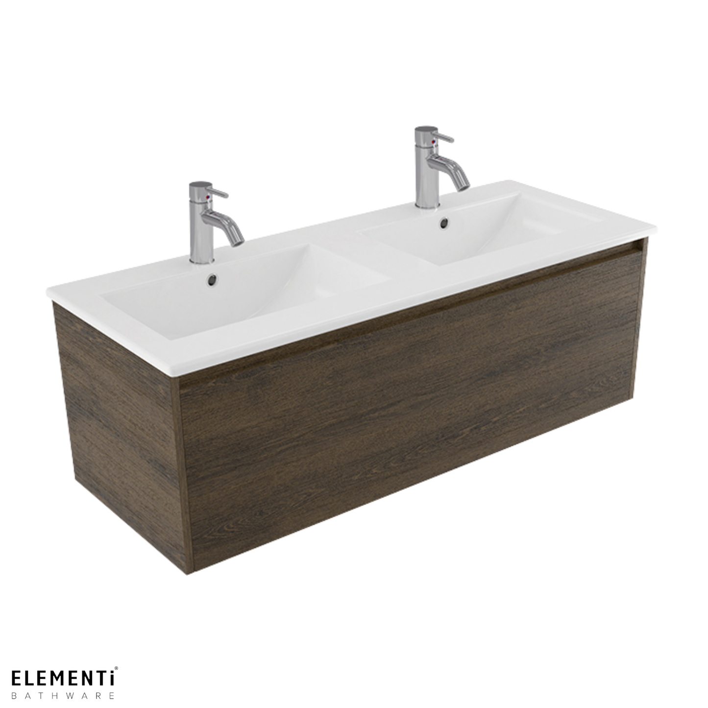 Elementi Novara 1 Drawer Wall Hung Vanity Double Bowl 1200mm - Available in 11 Colours