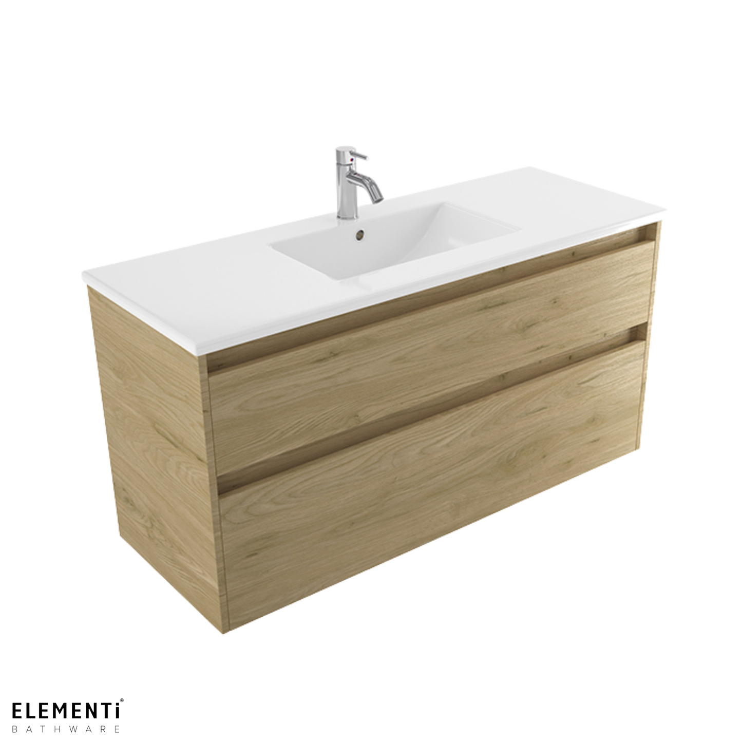 Elementi Novara 2 Drawer Wall Hung Vanity 1200mm | Available in 11 Colours