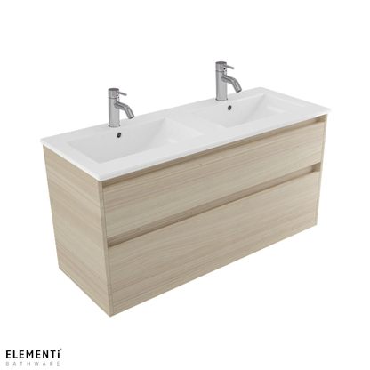 Elementi Novara 2 Drawer Wall Hung Vanity Double Bowl 1200mm - Available in 11 Colours
