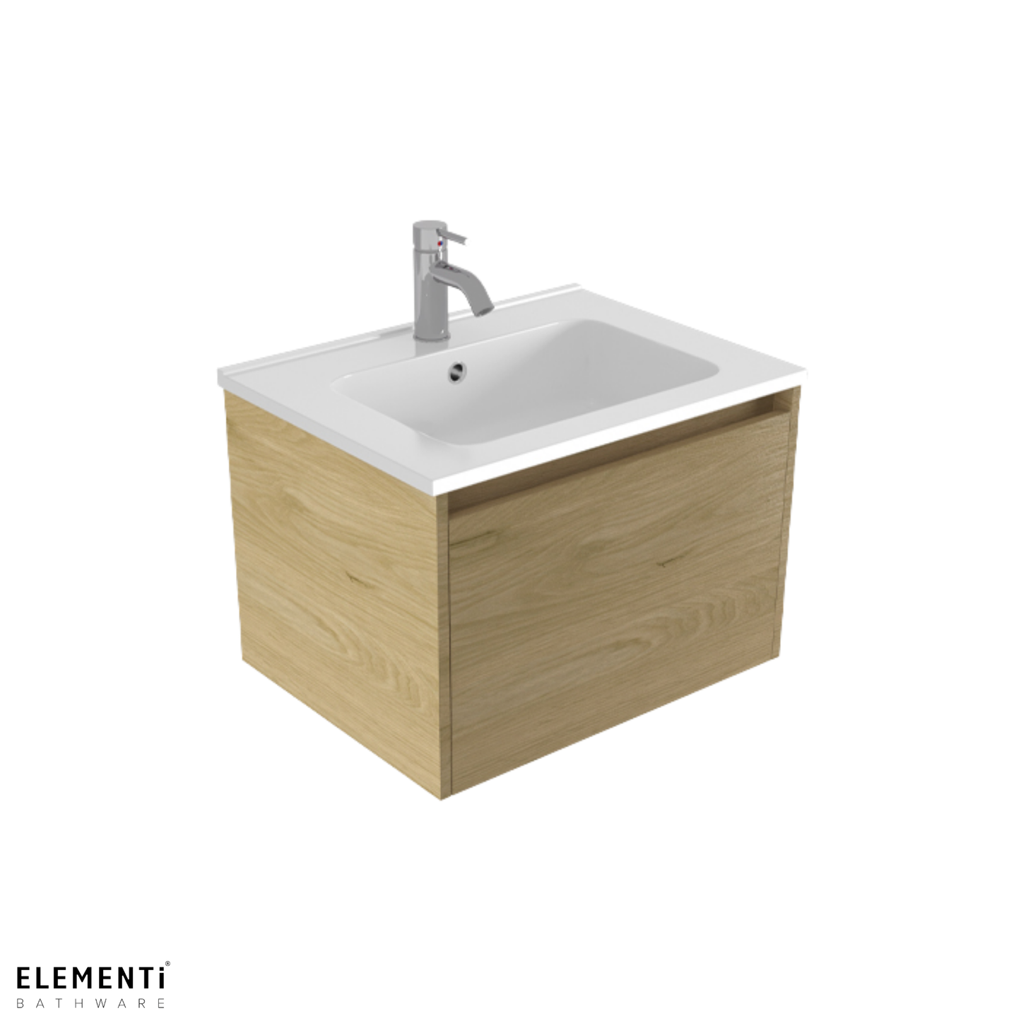 Elementi Novara 1 Drawer Wall Hung Vanity 600mm | Available in 11 Colours