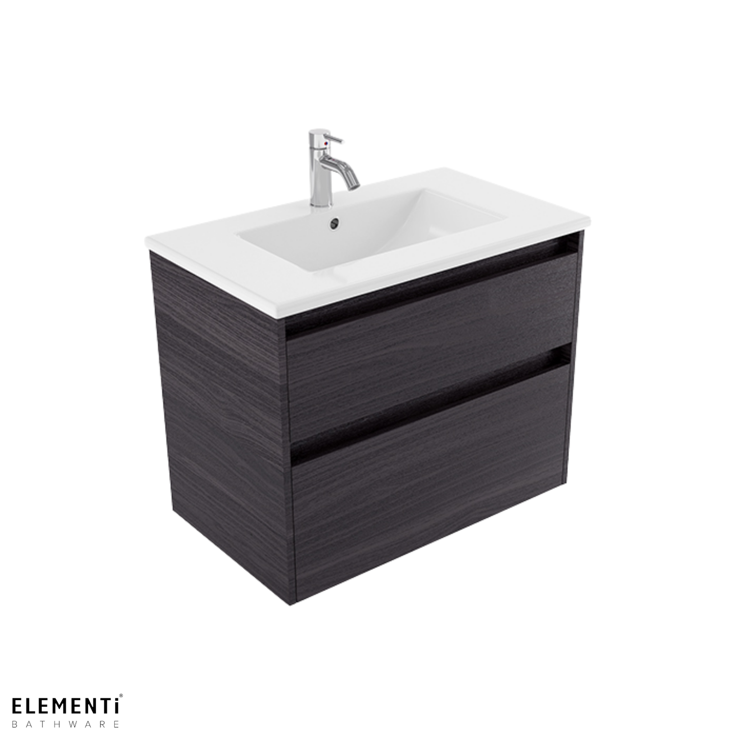 Elementi Novara 2 Drawer Wall Hung Vanity 750mm | Available in 11 Colours
