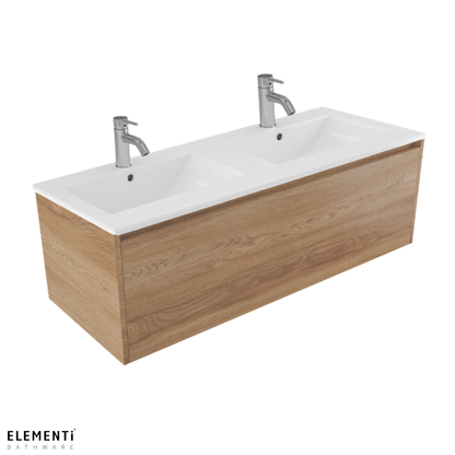 Elementi Novara 1 Drawer Wall Hung Vanity Double Bowl 1200mm - Available in 11 Colours