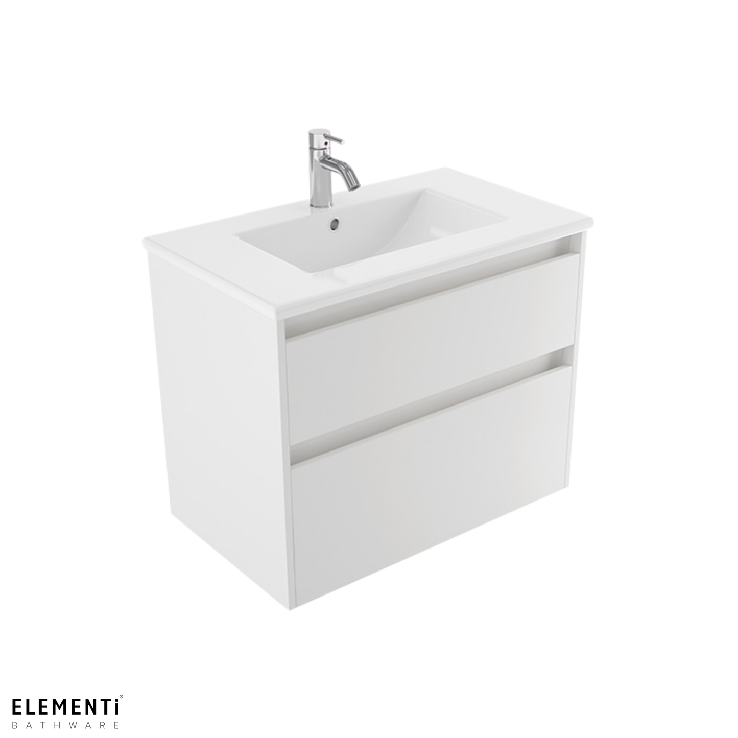 Elementi Novara 2 Drawer Wall Hung Vanity 750mm | Available in 11 Colours