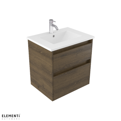 Elementi Novara 2 Drawer Wall Hung Vanity 600mm | Available in 11 Colours