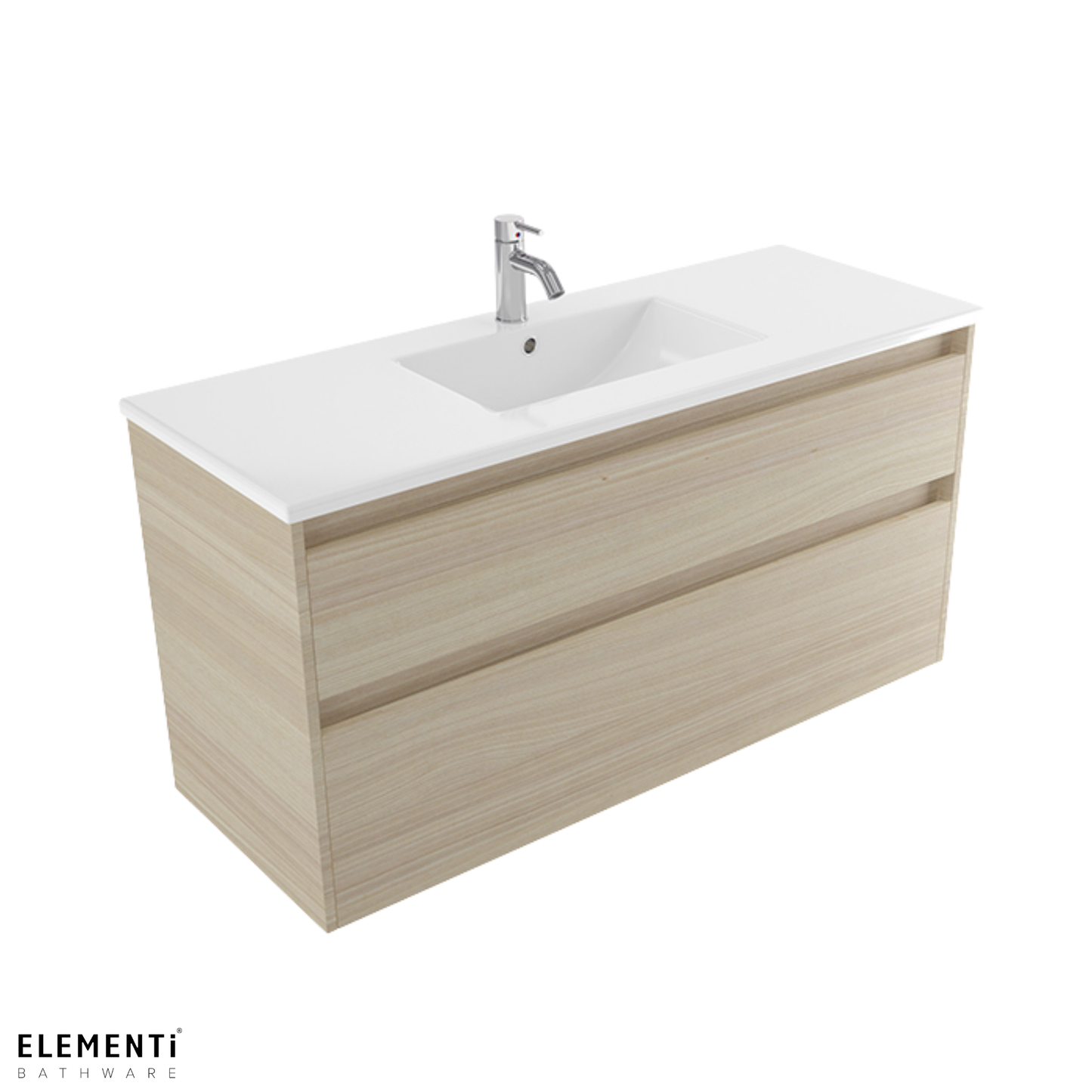 Elementi Novara 2 Drawer Wall Hung Vanity 1200mm | Available in 11 Colours