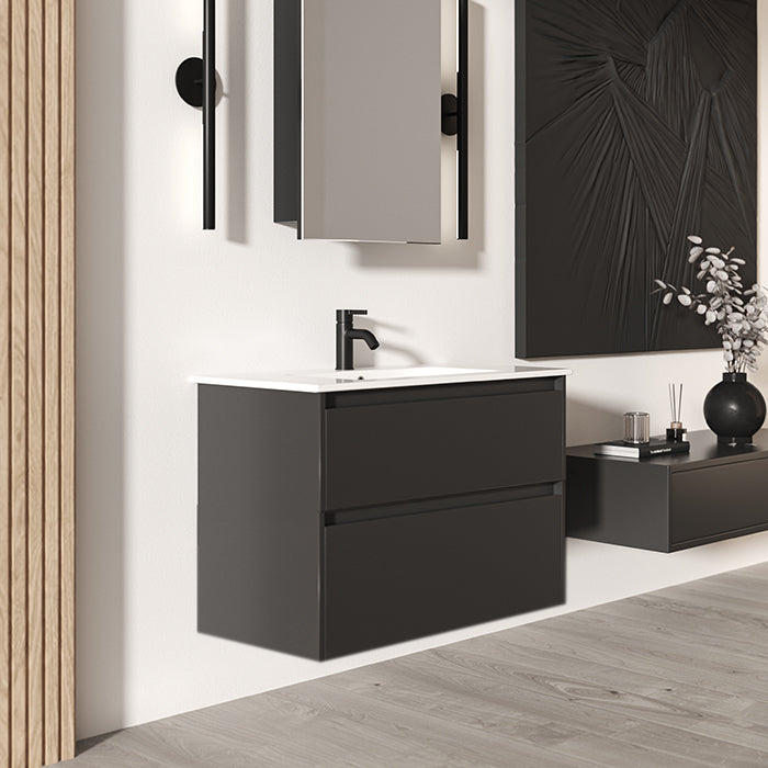 Elementi Novara 2 Drawer Wall Hung Vanity 900mm | Available in 11 Colours