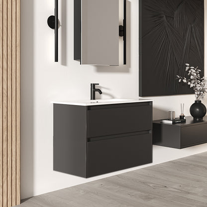 Elementi Novara 2 Drawer Wall Hung Vanity 900mm | Available in 11 Colours