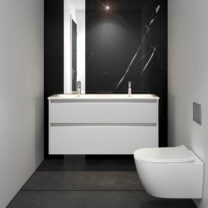 Elementi Novara 2 Drawer Wall Hung Vanity Double Bowl 1200mm - Available in 11 Colours