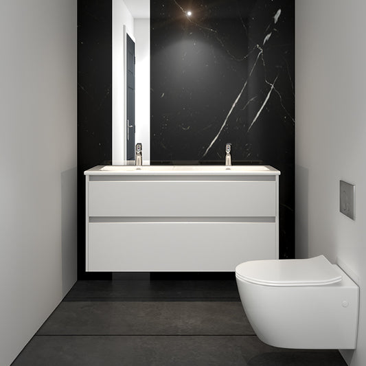 Elementi Novara 2 Drawer Wall Hung Vanity Double Bowl 1200mm - Available in 11 Colours