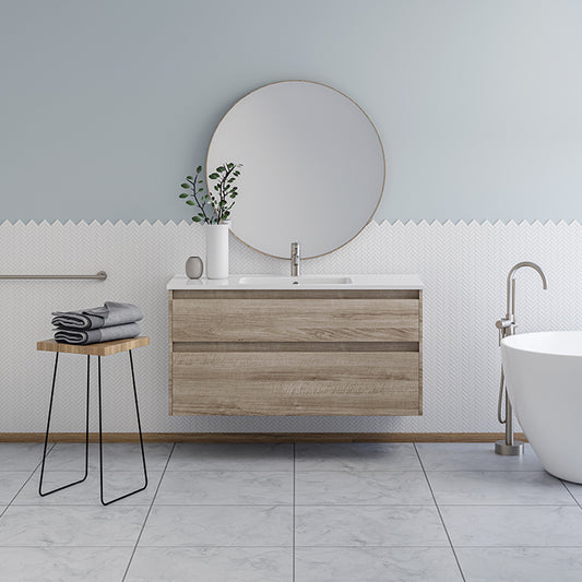 Elementi Novara 2 Drawer Wall Hung Vanity 1200mm | Available in 11 Colours