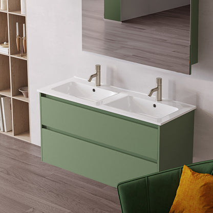 Elementi Novara 2 Drawer Wall Hung Vanity Double Bowl 1200mm - Available in 11 Colours