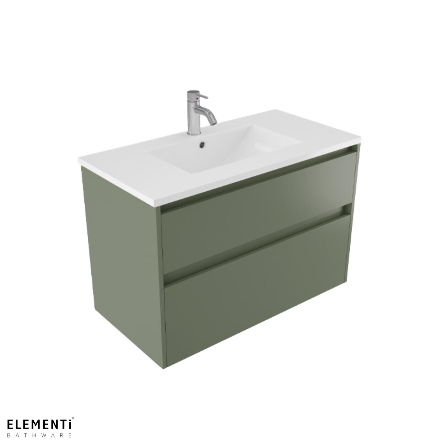Elementi Novara 2 Drawer Wall Hung Vanity 900mm | Available in 11 Colours