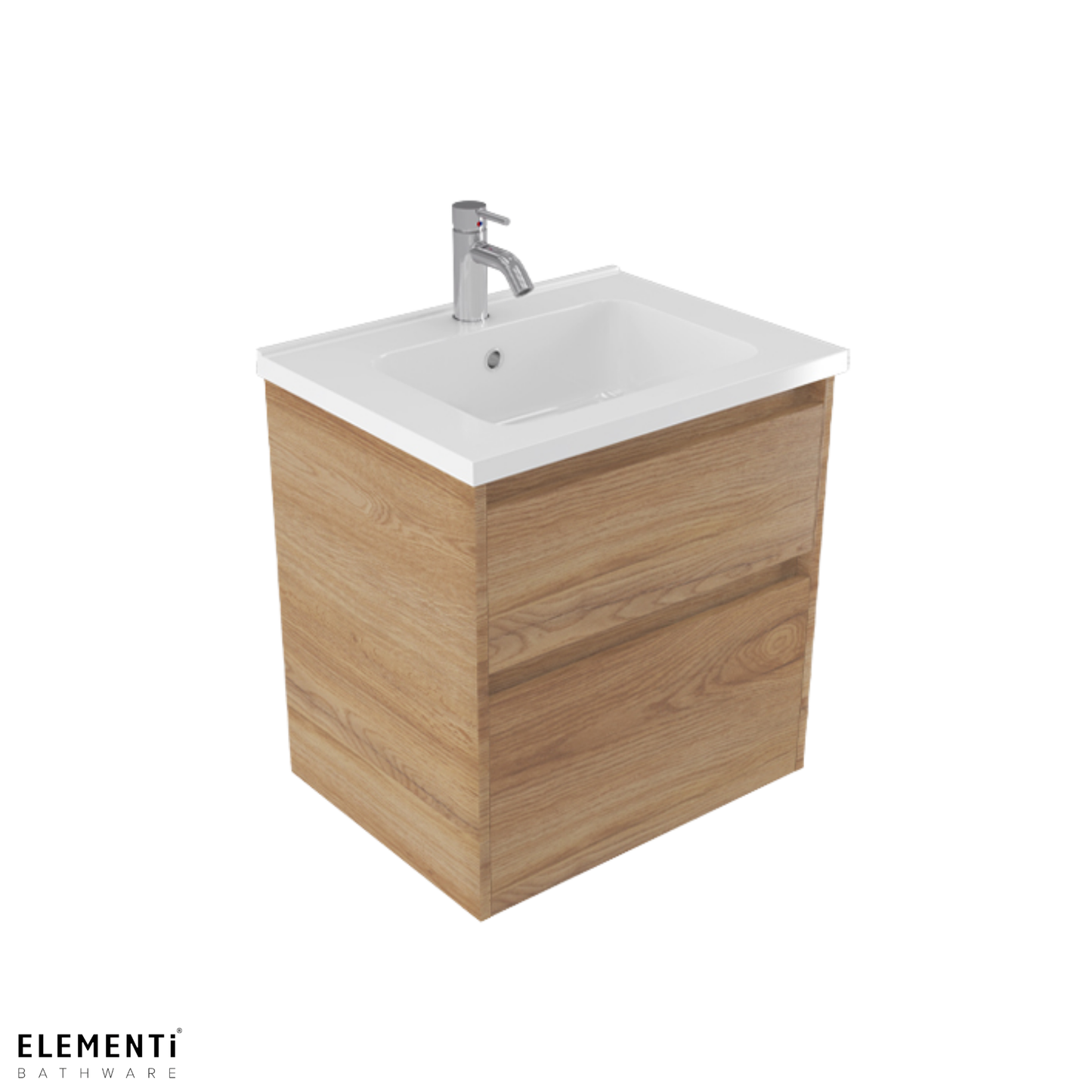 Elementi Novara 2 Drawer Wall Hung Vanity 600mm | Available in 11 Colours