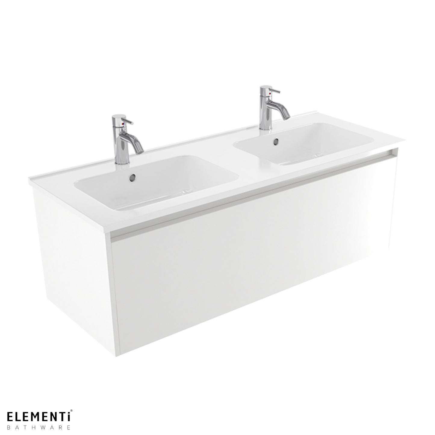 Elementi Novara 1 Drawer Wall Hung Vanity Double Bowl 1200mm - Available in 11 Colours