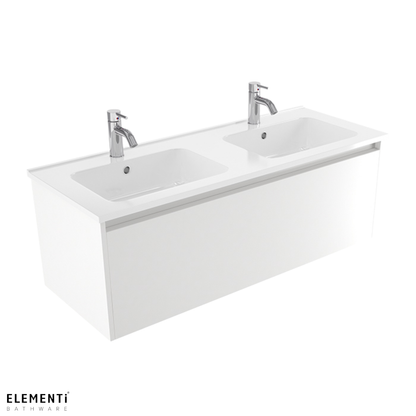 Elementi Novara 1 Drawer Wall Hung Vanity Double Bowl 1200mm - Available in 11 Colours