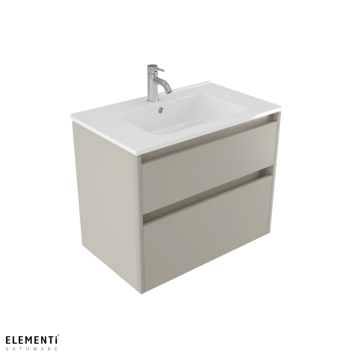 Elementi Novara 2 Drawer Wall Hung Vanity 750mm | Available in 11 Colours