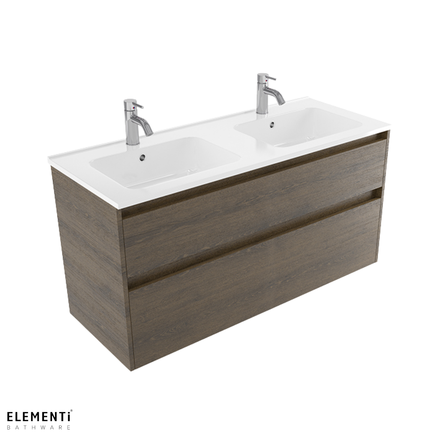 Elementi Novara 2 Drawer Wall Hung Vanity Double Bowl 1200mm - Available in 11 Colours