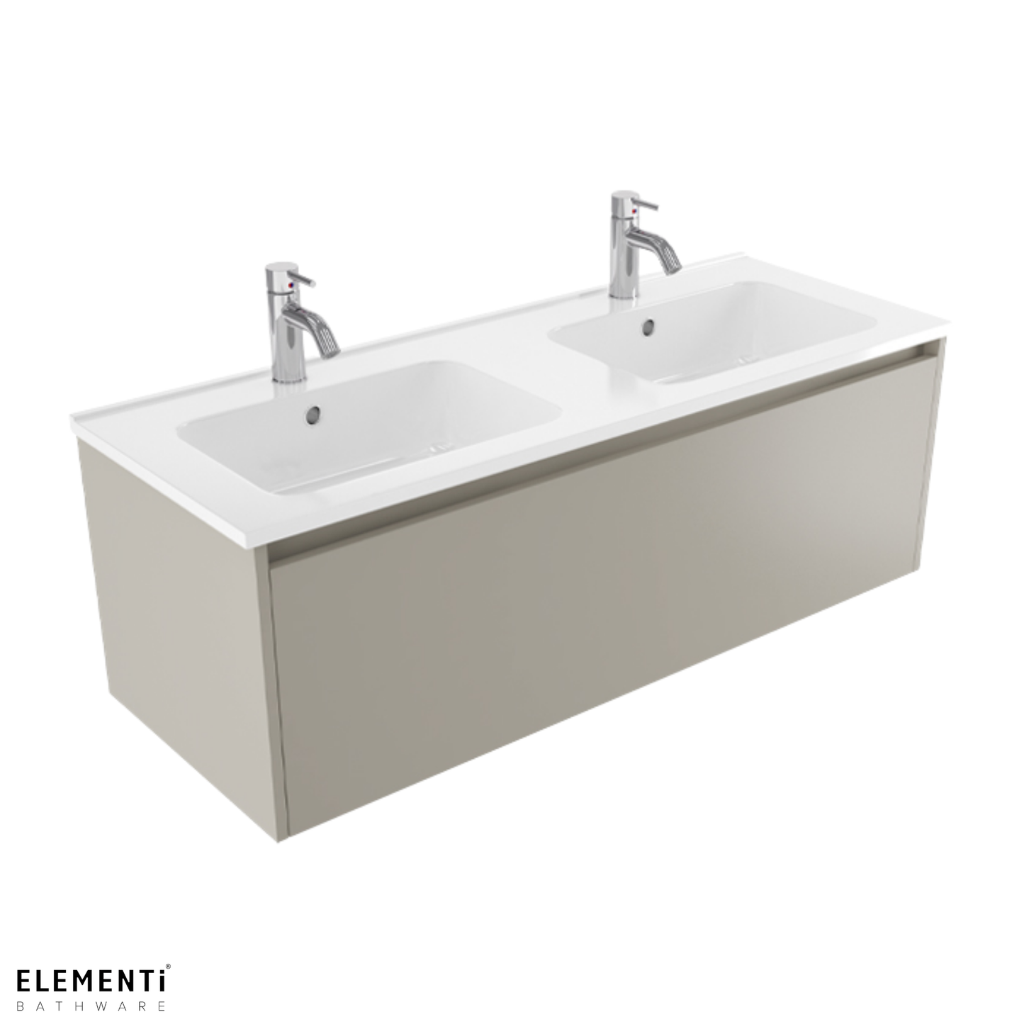 Elementi Novara 1 Drawer Wall Hung Vanity Double Bowl 1200mm - Available in 11 Colours