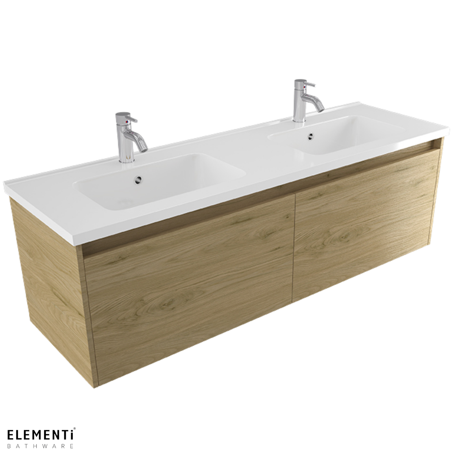 Elementi Novara 2 Drawer Wall Hung Vanity Double Bowl 1500mm - Available in 11 Colours