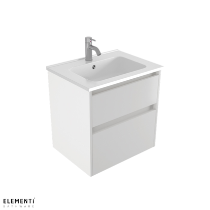 Elementi Novara 2 Drawer Wall Hung Vanity 600mm | Available in 11 Colours