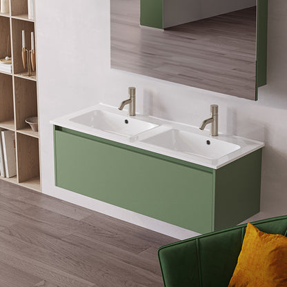 Elementi Novara 1 Drawer Wall Hung Vanity Double Bowl 1200mm - Available in 11 Colours