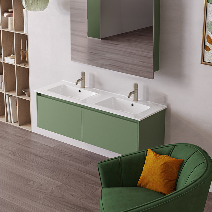 Elementi Novara 2 Drawer Wall Hung Vanity Double Bowl 1500mm - Available in 11 Colours