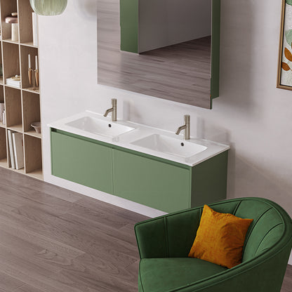 Elementi Novara 2 Drawer Wall Hung Vanity Double Bowl 1500mm - Available in 11 Colours