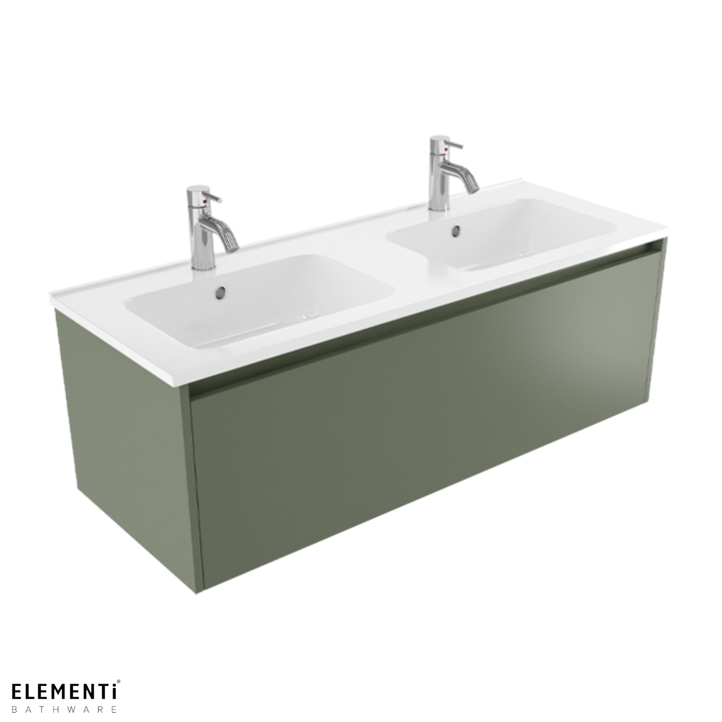Elementi Novara 1 Drawer Wall Hung Vanity Double Bowl 1200mm - Available in 11 Colours