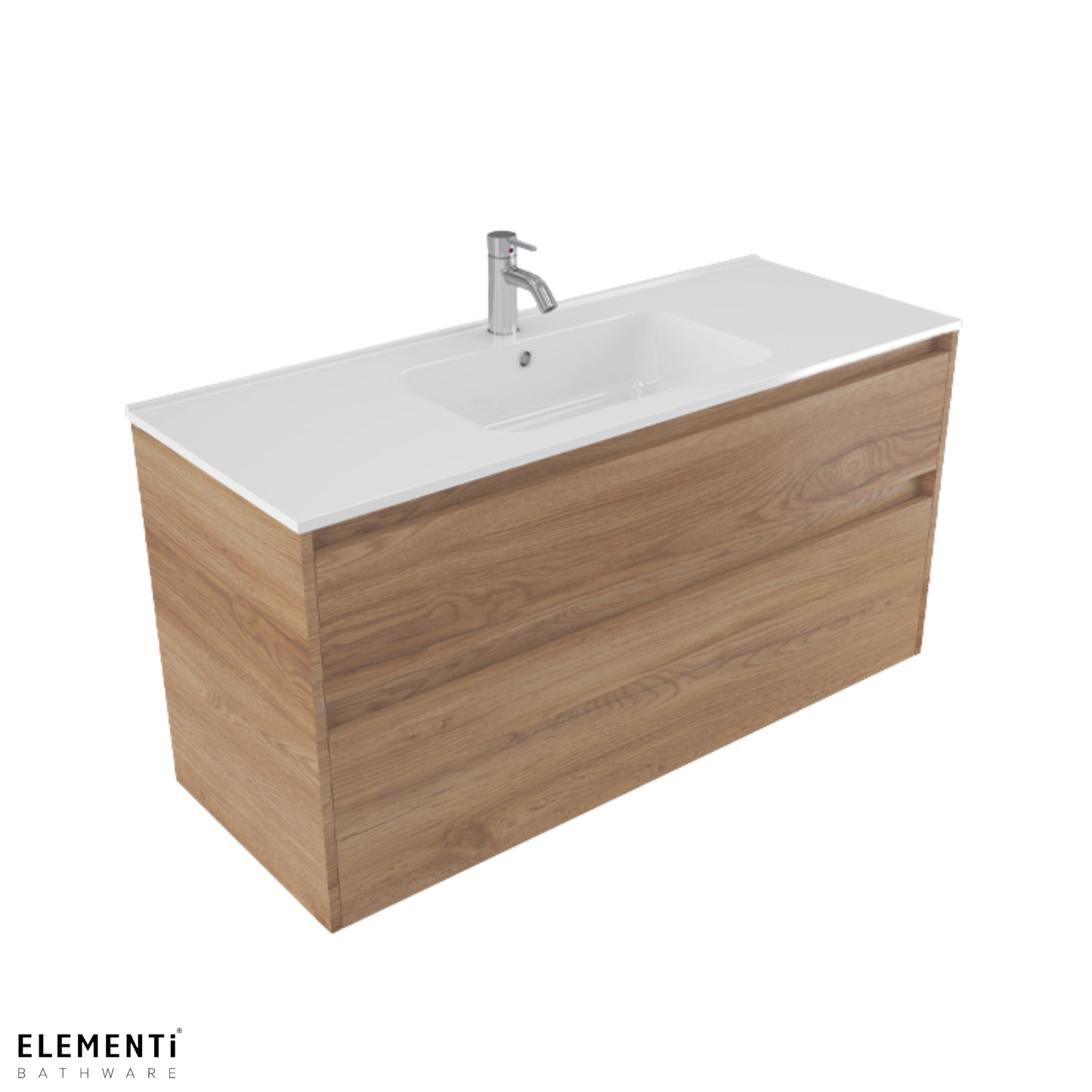 Elementi Novara 2 Drawer Wall Hung Vanity 1200mm | Available in 11 Colours