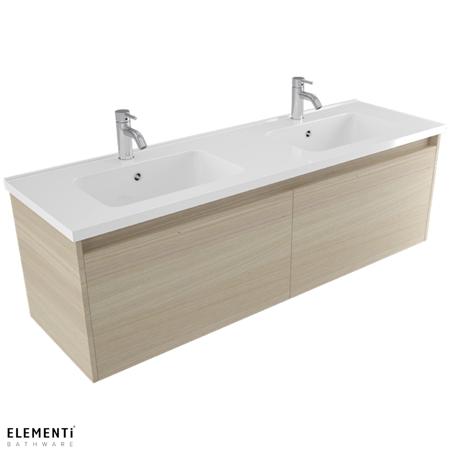 Elementi Novara 2 Drawer Wall Hung Vanity Double Bowl 1500mm - Available in 11 Colours